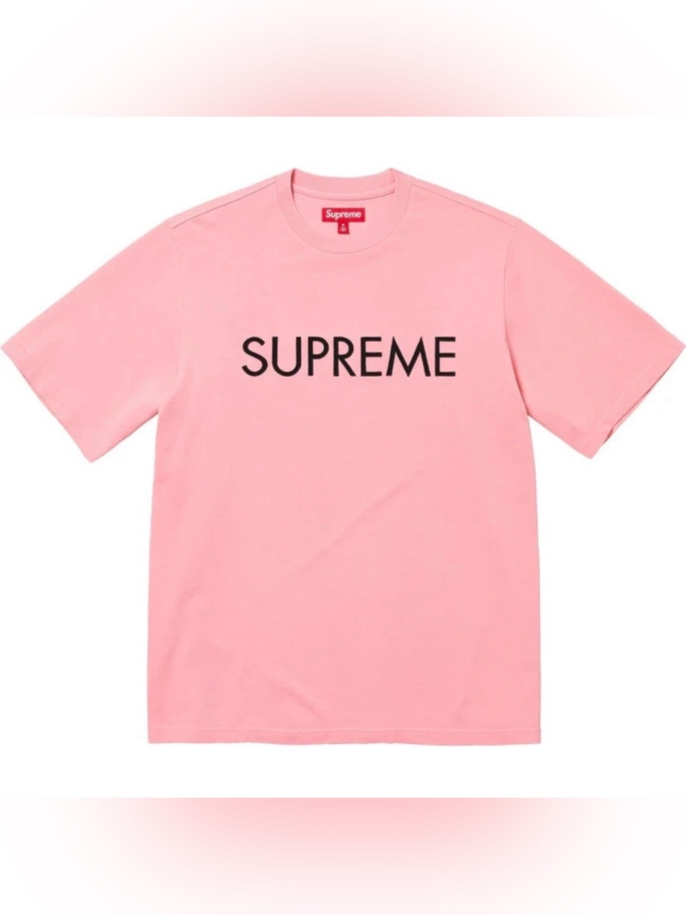 Supreme Capital S/S Embroidered Cotton Oversized Streetwear Top Pink Mens Medium